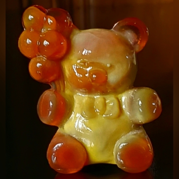 Vntg Boyd "Patrick the Bear" Amber Gold Slag Glass - Picture 3 of 9